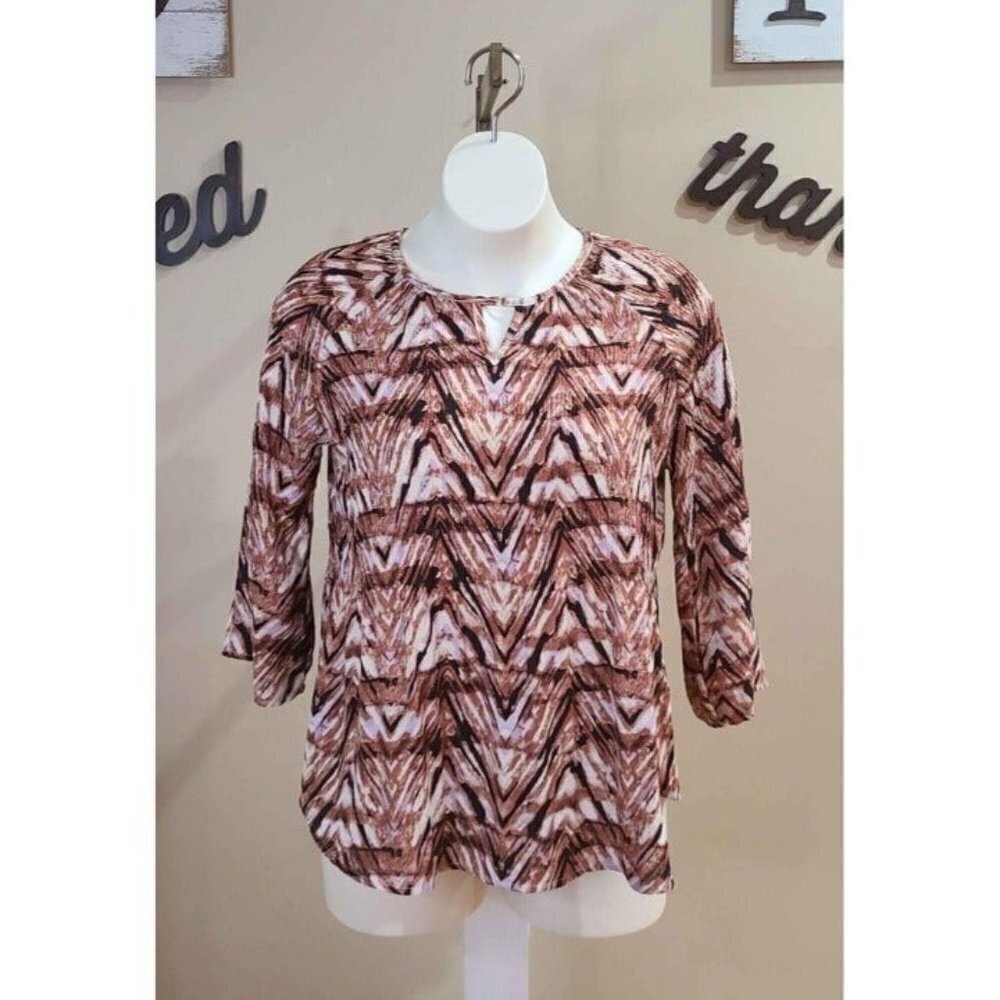 Size 18/20W EST. 1946 Shades of Brown Stretch Top - Picture 1 of 4